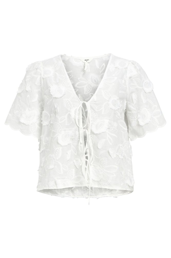 OBJMINI RE S/S V-NECK TOP 139 23047079 WHITE